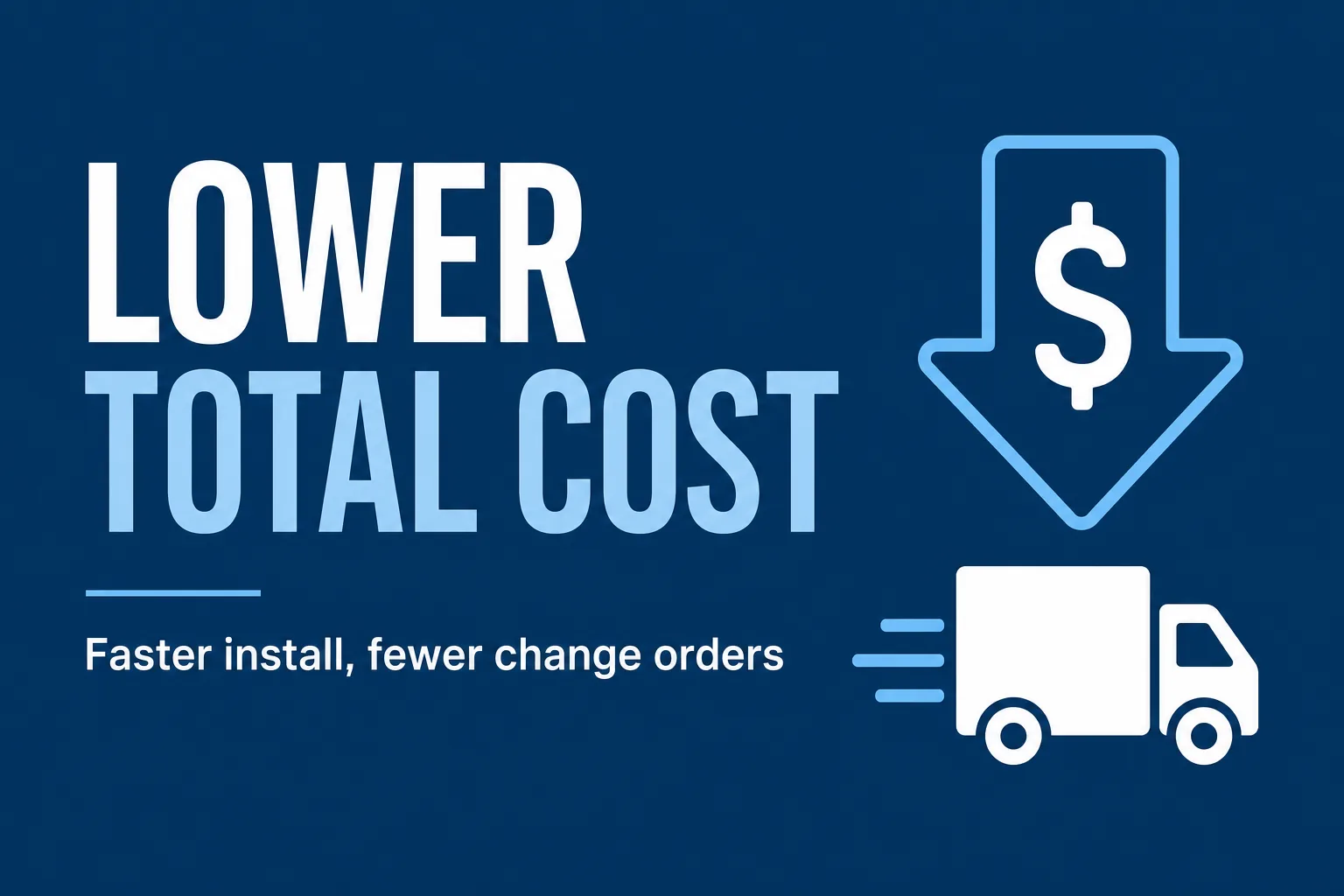 Stat card highlighting lower total cost of ownership for modular chemical storage buildings