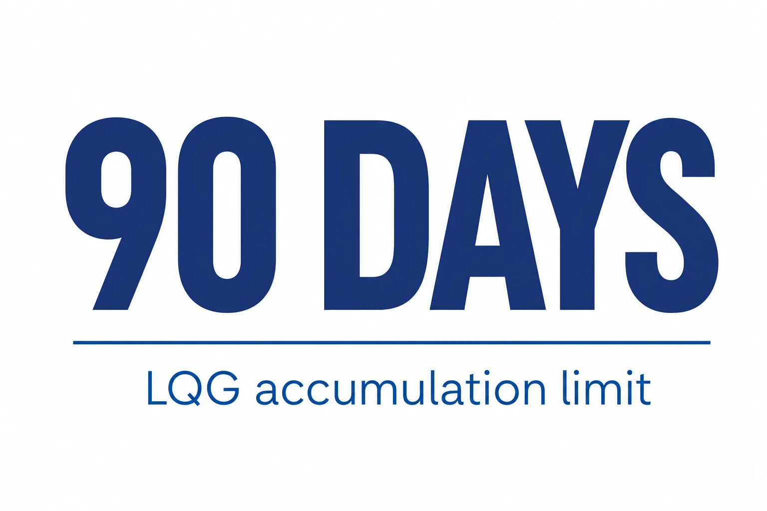 Stat card reading 90 days, the large quantity generator hazardous waste accumulation limit
