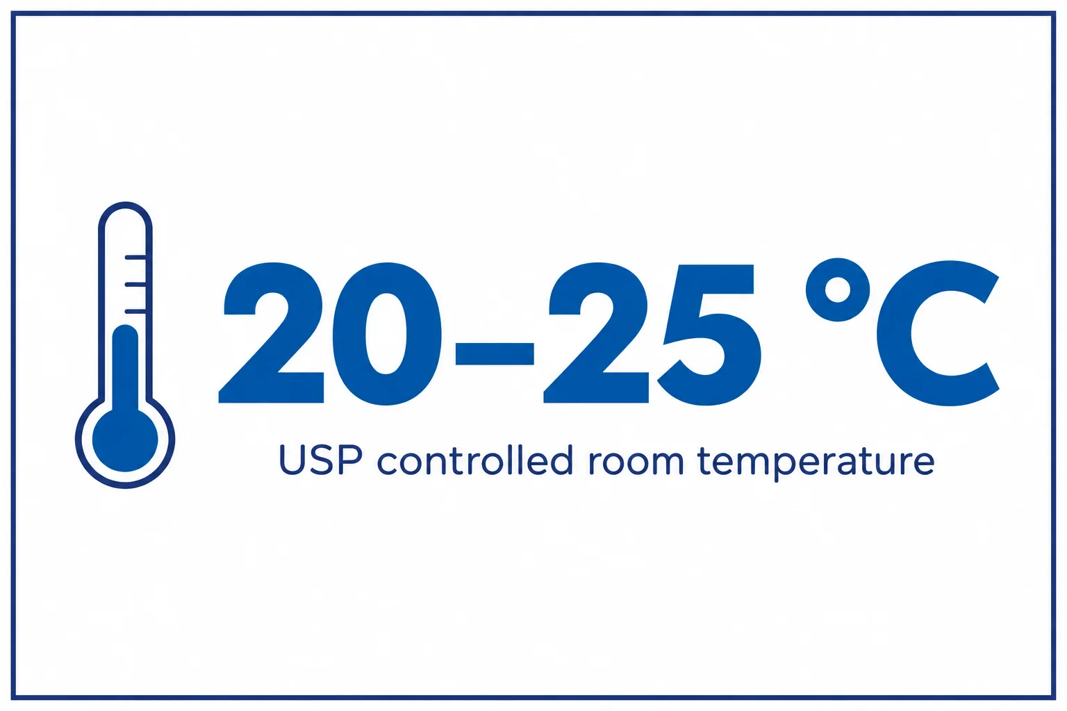 Stat card showing the USP controlled room temperature band of 20 to 25 °C that a climate-controlled pharmaceutical storage building must hold